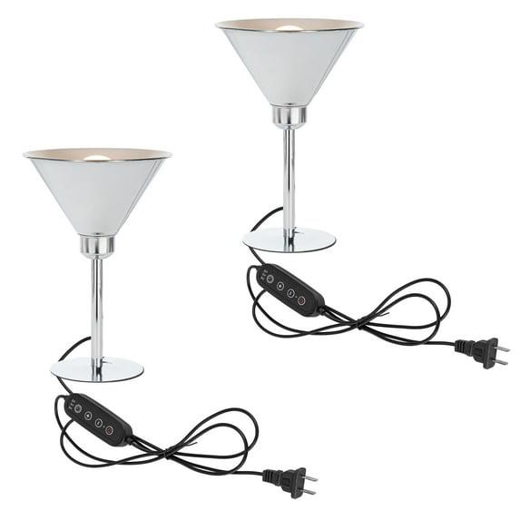 FSLiving Table lamp with Plug-in Dimmer & Timer Cord, E26 Socket Dimmable Bedside Reading Light Simple Upward Silver Desk Lamp for Living Room, Console, End Table, 2 Sets