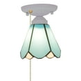 thumbnail image 1 of FSLiving Tulip Lamp, Zipper Switch 12V RV Hallway Light Fixtures, 2700K Bulb Included Green Bell Shape Stained Glass Semi Flush Mount Interior Lighting Decorative Ceiling for RV Camper, 1 of 6