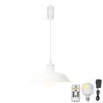 thumbnail image 1 of FSLiving White Circular Shade Pendant Light with Rechargeable Battery Operated LED Bulb Adjustable Wire Length Hanging Light RGB Mode Dimmable Timing Lighting Fixtures for Kitchen Counter - 1 Light, 1 of 5