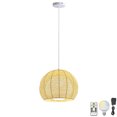 thumbnail image 1 of FSLiving No Wiring Needed Ceiling Light with Rechargeable Battery Operated RGB LED Bulb,Dimmable Timing Adjustable Height Pendant Light with Beige Rattan Shade for Kitchen Bar - 1 Light, 1 of 5