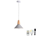 thumbnail image 1 of FSLiving No Wiring Needed Ceiling Light with Rechargeable Battery Operated RGB LED Bulb,Dimmable Timing Adjustable Height Pendant Light with Macaron Grey Metal Shade for Kitchen Bar - 1 Light, 1 of 5