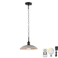 thumbnail image 1 of FSLiving No Wiring Needed Ceiling Light with Rechargeable Battery Operated RGB LED Bulb,Dimmable Timing Pendant Light with Industrial White Metal Shade & 3.2ft Iron Chain for Balcony Kitchen - 1 Light, 1 of 5