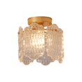 thumbnail image 1 of FSLiving No Wiring Needed Gold Crystal Lamp, Semi Flush Mount Light Fixture Modern Design Small Chandelier Decoration for Hallway Dining Room Corridor Foyer, 1 of 6