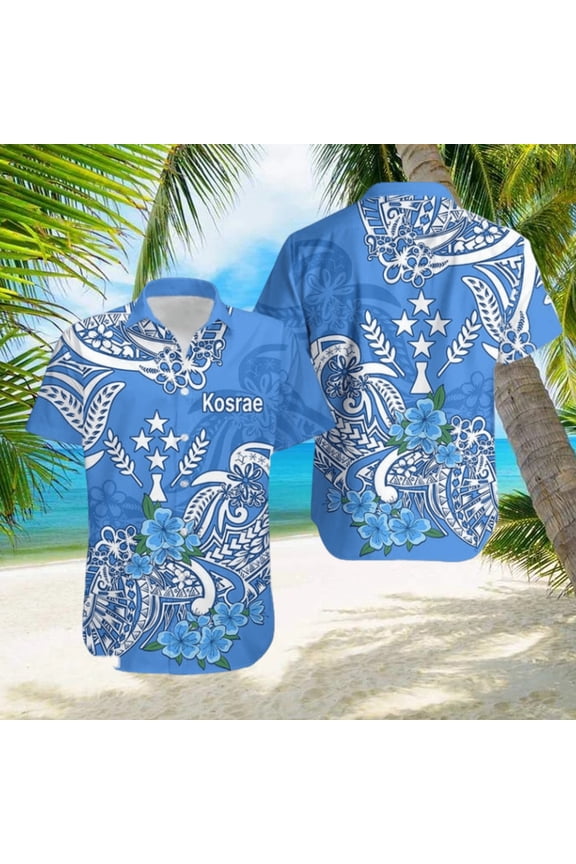 FSM Kosrae State Hawaiian Shirt Polynesian Floral Tribal