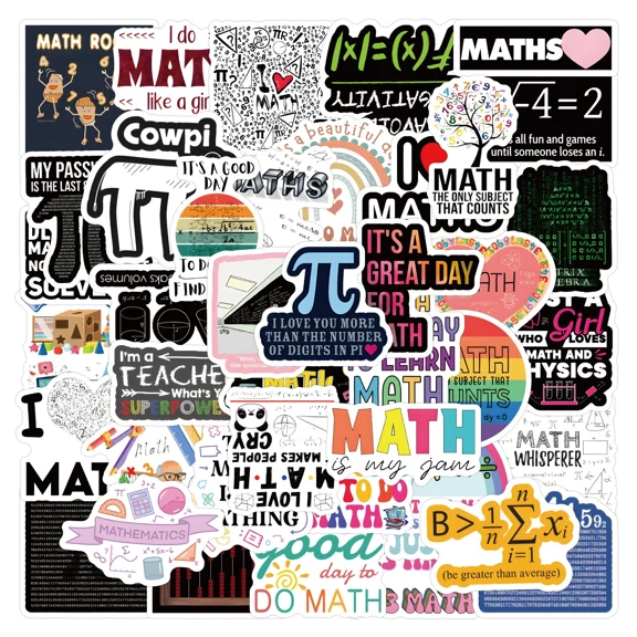 FSMYJJZY 100Pcs Funny Math Waterproof Stickers Reusable PVC Vinyl for DIY Laptop Phone Luggage