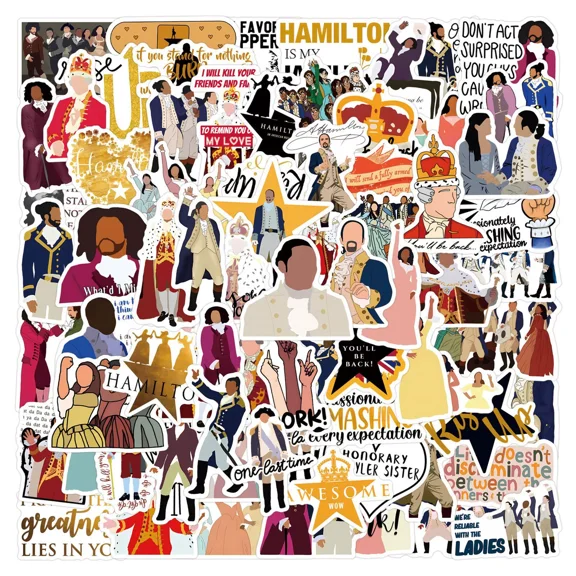 FSMYJJZY 100Pcs Hamilton Waterproof Stickers Reusable PVC Vinyl for DIY Laptop Phone Luggage