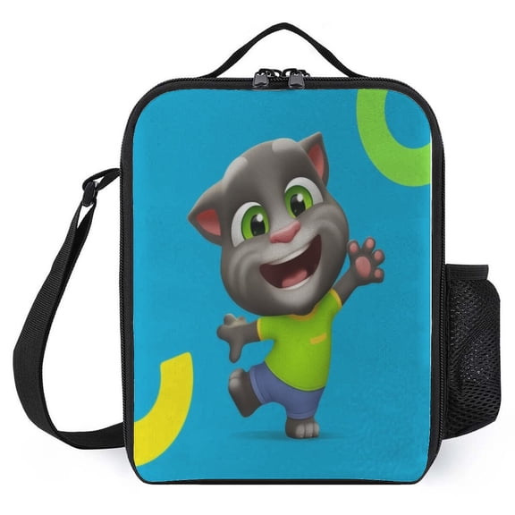 FSMYJJZY 9.8x7.9x3.1in Talking Tom Lunch Bag for Women Men - Insulated Lunch Box Cooler Bag for Work Travel Outdoor Picnic