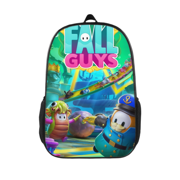 FSMYJJZY Backpack, Fall Guys Printed Durable Polyester Backpack with Side Pockets for School, Travel & Daily Outdoor Use
