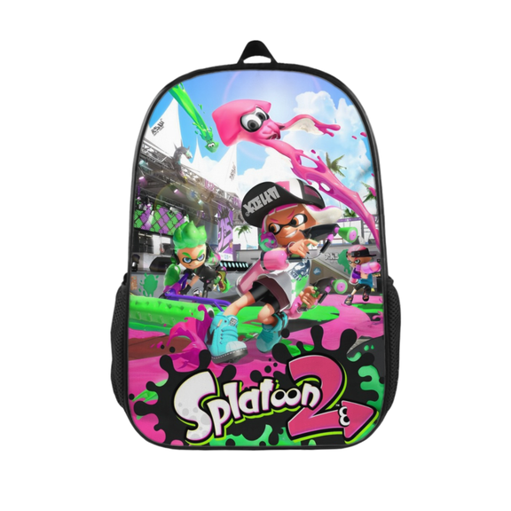 FSMYJJZY Backpack, Splatoon Printed Durable Polyester Backpack with Side Pockets for School, Travel & Daily Outdoor Use