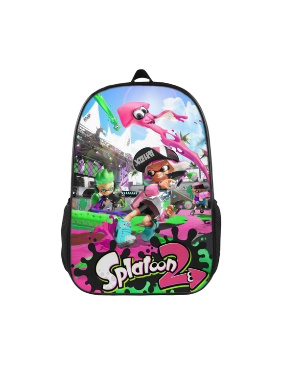 Backpack, Splatoon Printed Durable Polyester Backpack with Side Pockets for School, Travel & Daily Outdoor Use