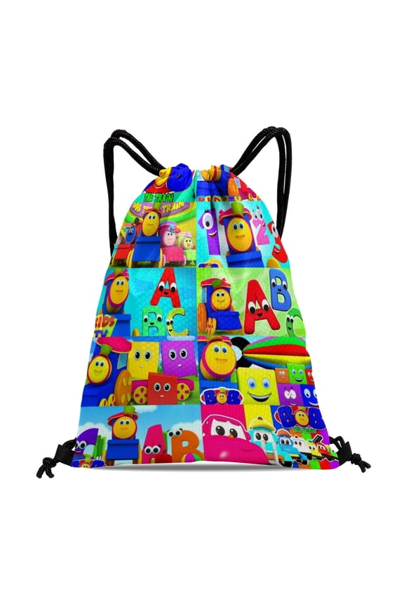 Bob The Train Drawstring Backpack 11.8"x15.7" Tote Bag Party Favors Machine Washable & Reusable for Daily Use