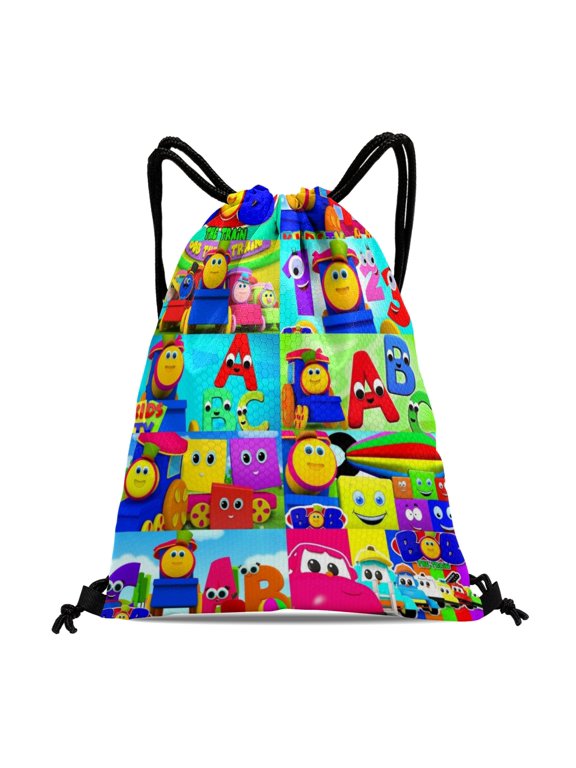 Bob The Train Drawstring Backpack 11.8"x15.7" Tote Bag Party Favors Machine Washable & Reusable for Daily Use