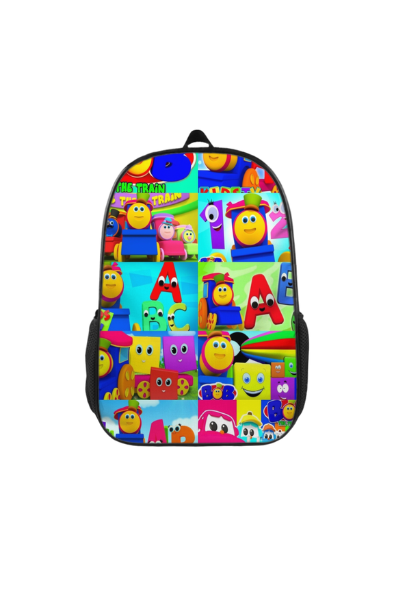 Durable Polyester Backpack, Bob The Train Print Backpack with Adjustable Padded Straps and Side Storage Pockets