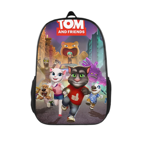 FSMYJJZY Durable Polyester Backpack, Talking Tom Print Backpack with Adjustable Padded Straps and Side Storage Pockets