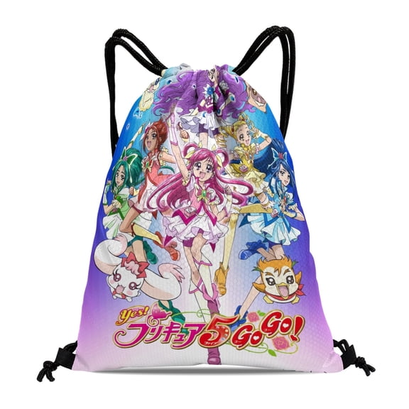 FSMYJJZY Pretty Cure Drawstring Backpack 11.8"x15.7" Tote Bag Party Favors Machine Washable & Reusable for Daily Use
