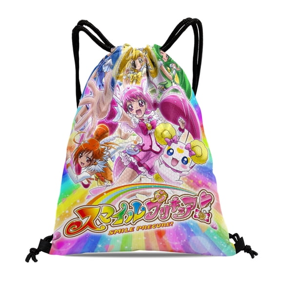 FSMYJJZY Pretty Cure Party Favor Drawstring Backpack Tote Bag 11.8"x15.7" Machine Washable Reusable for Adults
