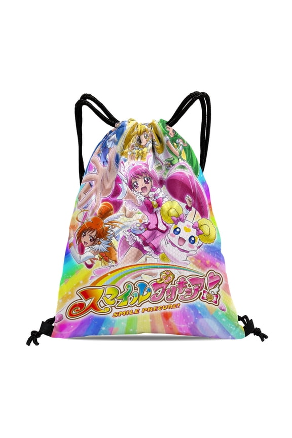 Pretty Cure Party Favor Drawstring Backpack Tote Bag 11.8"x15.7" Machine Washable Reusable for Adults