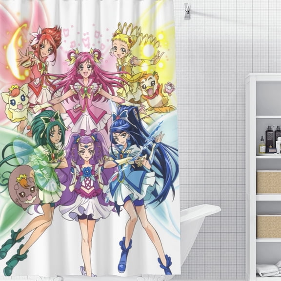 FSMYJJZY Pretty Cure Shower Curtain, 59"x70.8" Quick Dry Mildew Resistant Polyester Curtain, Water Repellent Bathroom Curtain with Hooks