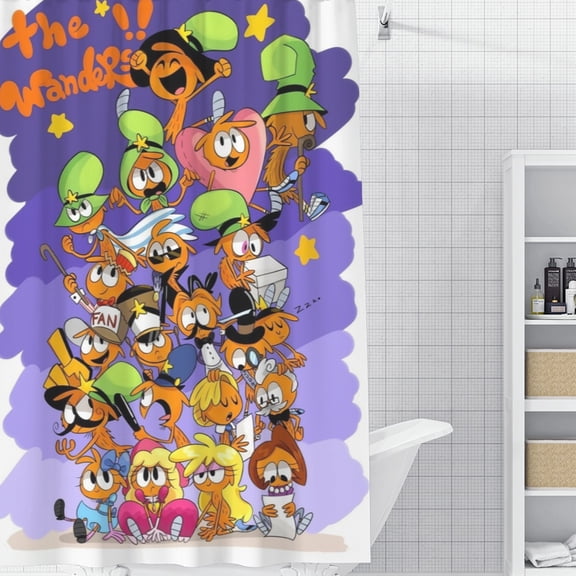 FSMYJJZY Privacy Shower Curtain, 59"x70.8" Wander Over Yonder Quick Dry Mildew Proof Waterproof Bathroom Curtain with Hooks