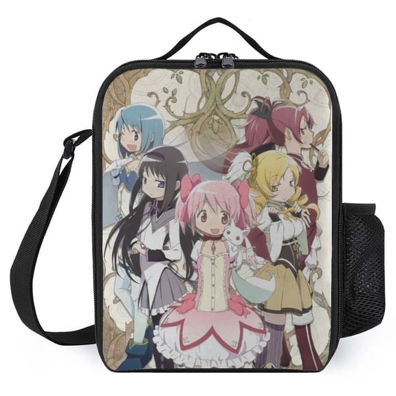 FSMYJJZY Puella Magi Madoka Magica Lunch Bag 9.8x7.9x3.1in Insulated Cooler Bag for Women Men - Lunch Box Large Capacity for Work Travel Outdoor Picnic
