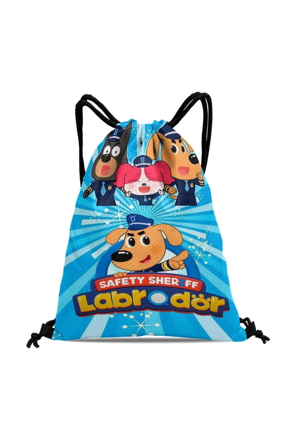 Sheriff Labrador Party Favor Drawstring Backpack Tote Bag 11.8"x15.7" Machine Washable Reusable for Adults