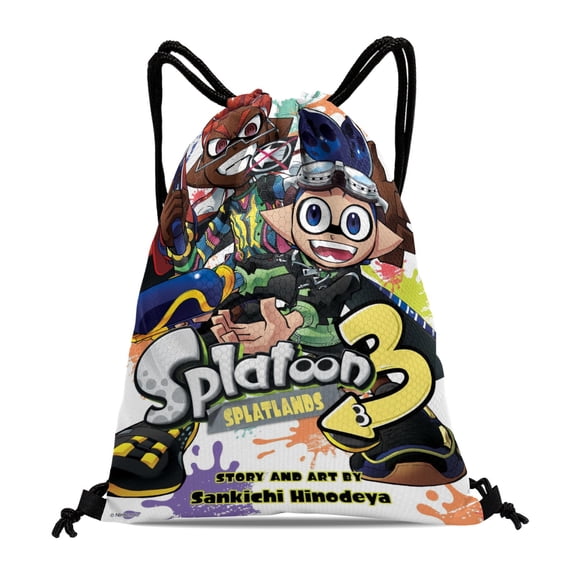 FSMYJJZY Splatoon Drawstring Backpack 11.8"x15.7" Tote Bag Party Favors Machine Washable & Reusable for Daily Use