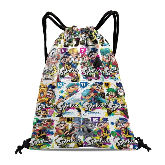 FSMYJJZY Splatoon Party Favor Drawstring Backpack Tote Bag 11.8"x15.7" Machine Washable Reusable for Adults