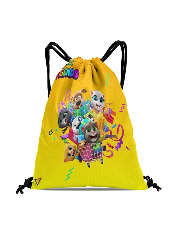 Talking Tom Drawstring Tote Bag 11.8"x15.7" Backpack Party Favor Bags Machine Washable & Reusable
