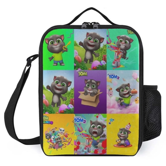 FSMYJJZY Talking Tom Insulated Cooler Lunch Bag 9.8x7.9x3.1in for Women Men - Lunch Box for Work Travel Outdoor Picnic