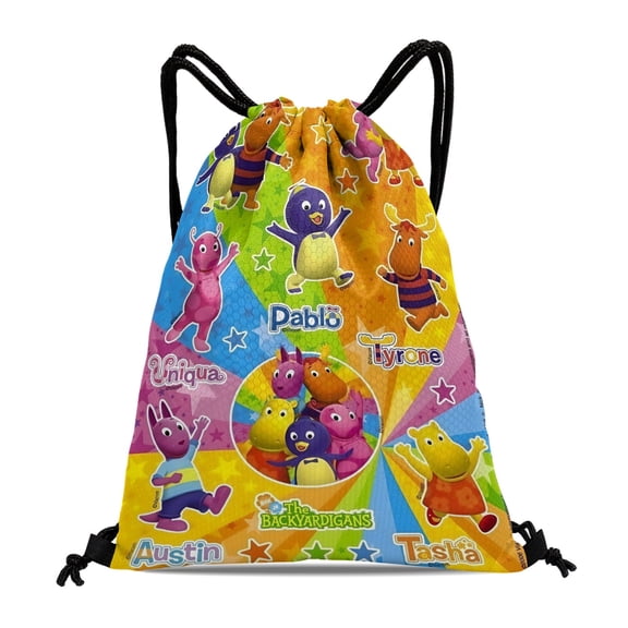 FSMYJJZY The Backyardigans Drawstring Backpack Tote Bag 11.8"x15.7" Reusable Party Favor Bags for Adults Machine Washable