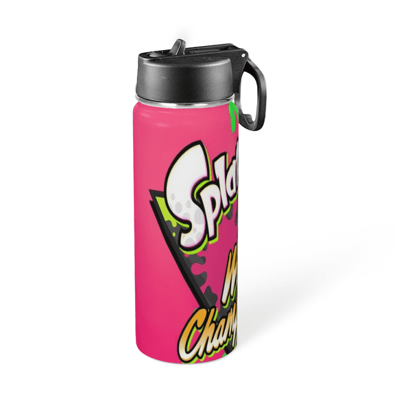 FSMYJJZY Thermos Water Bottle With Straw and Handle for Splatoon Insulated Stainless Steel Sports Kettle Cup For Outdoor 18oz