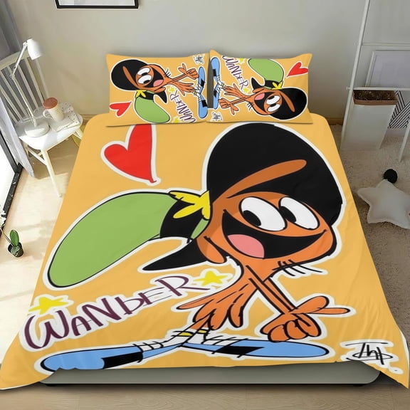 FSMYJJZY Wander Over Yonder 3 Piece Bedding Set Full Duvet Cover with 2 Cotton Pillowcases Cute Cartoon Soft Breathable Bedroom Decor