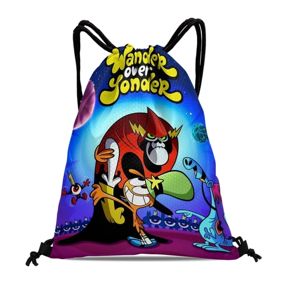 FSMYJJZY Wander Over Yonder Drawstring Backpack Tote Bag 11.8"x15.7" Reusable Party Favor Bags for Adults Machine Washable