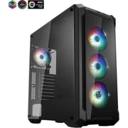 FSP E-ATX Mid Tower PC Gaming Case with 2 Tempered Glass Panels, 4 Addressable RGB Fans, ASUS & MSI Motherboard Sync CMT520 PLUS