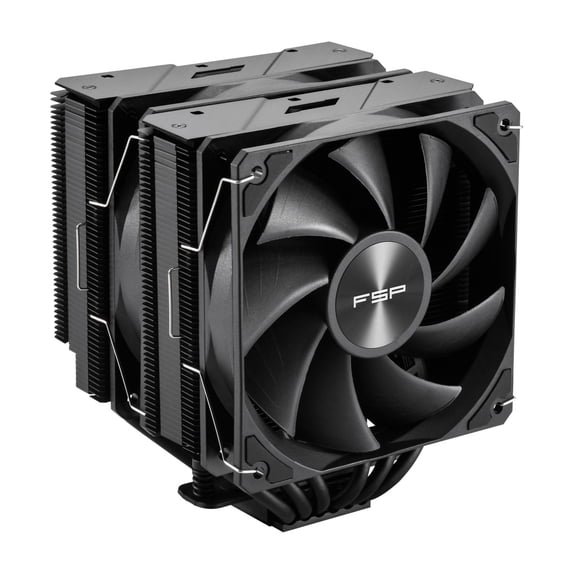 FSP MP7 High-Performance CPU Cooler with Dual Patented FDB Fans, Advanced Anti-Gravity Heat Pipes, Whisper-Quiet Operation, and Universal Compatibility for Intel and AMD Processors (MP7-Black)