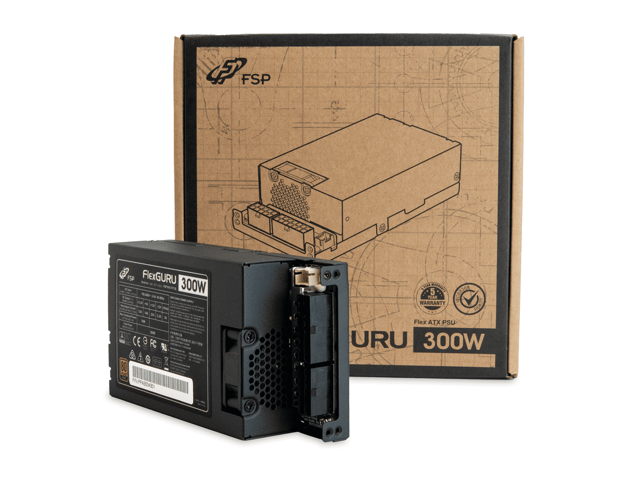 FSP Mini ITX Solution Flex ATX 300W 80 Plus Gold Certified Efficiency ≥90% Full Range Active PFC Power Supply Flex Guru 300W (FSP300-57FCB)