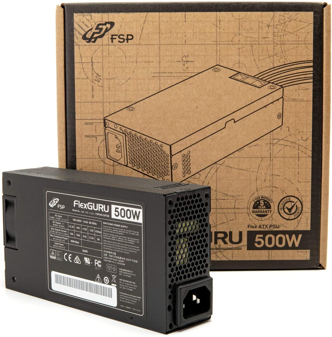 FSP Flex Guru 500W Mini ITX/Flex ATX Power Supply, 90% Efficiency