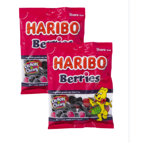 Haribo Berries Gummi Candies, 4 oz Bags, Berry Flavors, 2 Pack