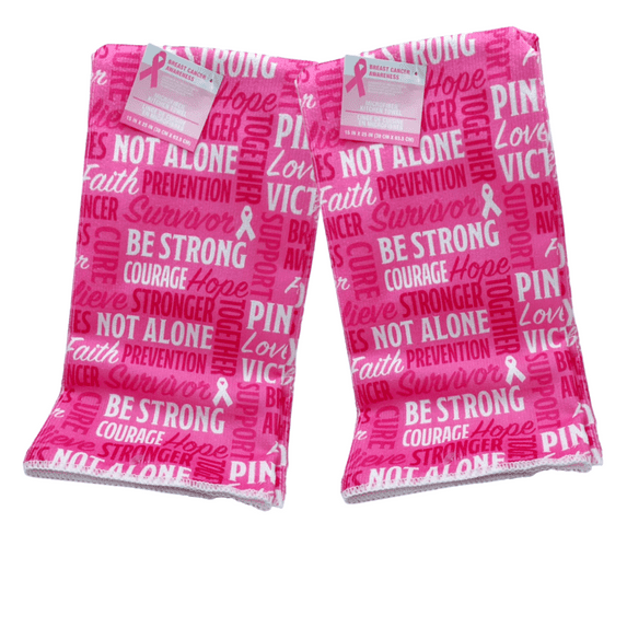 FSSTAM Breast Cancer Awareness Microfiber Cotton Kitchen Towels Decorative Set of 2 White Pink Ribbon Hand Towel Dish Dishcloths Bathroom Kitchen Accessories Decorations(with Exclusive FSSTAM Booskie)