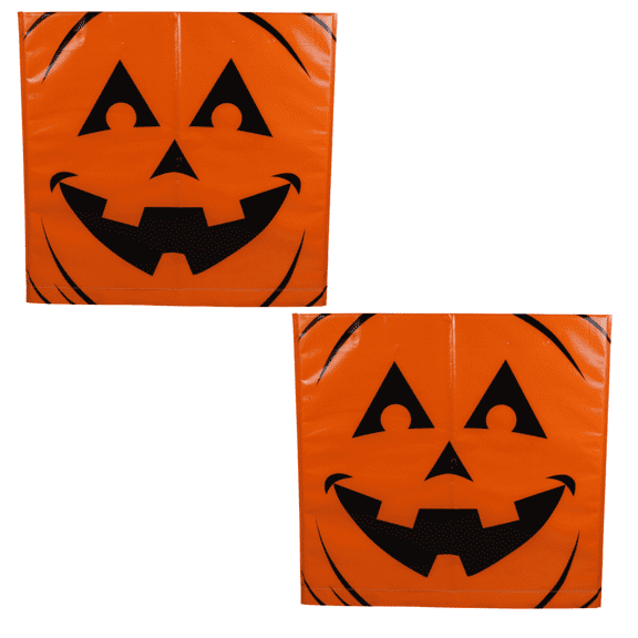 FSSTAM Halloween-themed Chair Covers Plastic- Jack o Lantern Chair Cover Decorations for Dining Living Room Wedding Kitchen Halloween Party Decor, Set of 2(with Exclusive FSSTAM Booskie)
