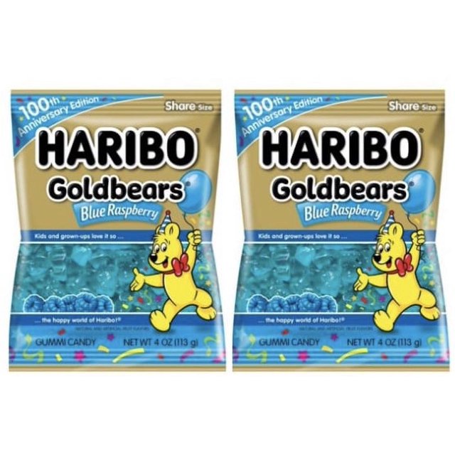 FSSTAM Haribo Goldbears Blue Raspberry 100th Anniversary LIMITED EDITION Gummy Bears, 2 packs