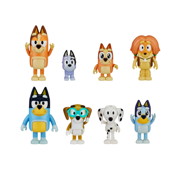 FSSTAM Heeler Family and Friends 2.53 inch 8 Pc Pack Bluey Bingo Chilli (Mum) Dad (Bandit