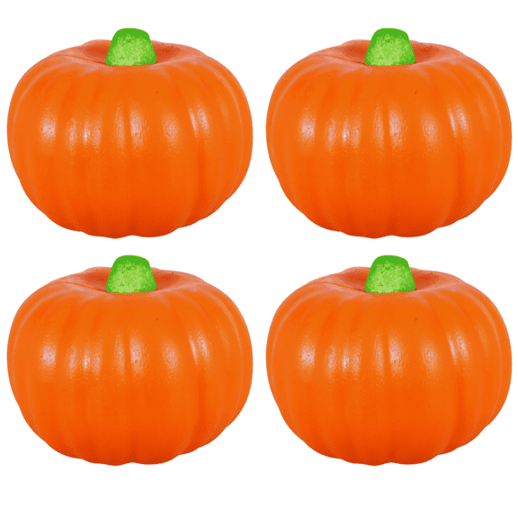FSSTAM Orange Carvable Foam Pumpkins, Pack of 4  Artificial Halloween Craft & Table Dcor