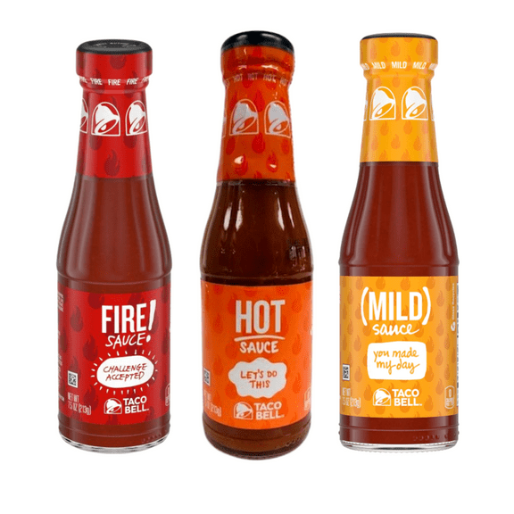FSSTAM Taco Sauce Variety Pack- Mild Hot and Fire Sauce, Zero Calorie Restaurant Sauce, 7.5 oz Glass Bottle, 3 Bundle Packs(with Exclusive FSSTAM Booskie)