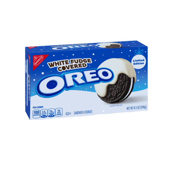 FSSTAM White Fudge Covered Chocolate Sandwich Cookies, Limited Edition Holiday Cookies White Cream Cookie, 8.5 oz, 1 Pack(with Exclusive FSSTAM Booskie)