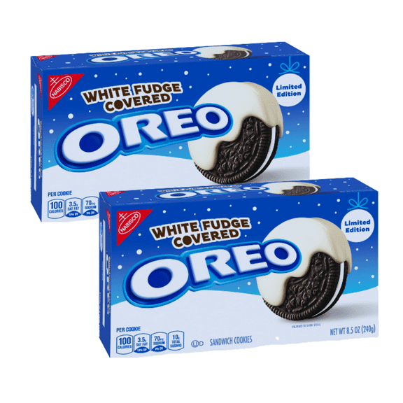 FSSTAM White Fudge Covered Chocolate Sandwich Cookies, Limited Edition Holiday Cookies White Cream Cookie, 8.5 oz, 2 Packs(with Exclusive FSSTAM Booskie)