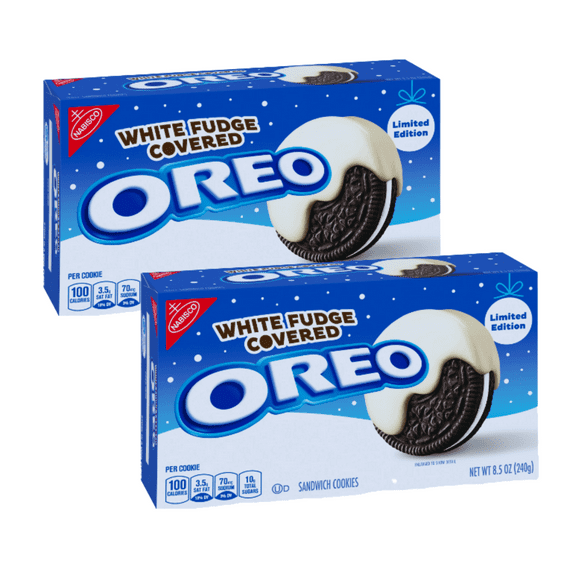 FSSTAM White Fudge Covered Chocolate Sandwich Cookies, Limited Edition Holiday Cookies White Cream Cookie, 8.5 oz, 2 Packs(with Exclusive FSSTAM Booskie)