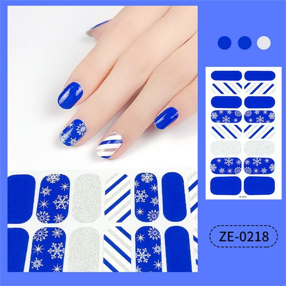 FSTDelivery 16 Semi Cured Gel Nail Strips, Salon Quality Semi-Cured Gel Press On Nails Stickers Strengthening Quick DIY Nail Art Manicure Kits for Women at Home, Christmas Birthday Gift