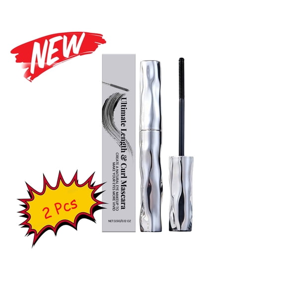 FSTDelivery 2 Pcs Small Steel Tube Mascara for Women, Curling Long-Lasting Volume Formula, Smudge-Proof Flake-Free Mascara with Defining Brush, Easy to Remove Daily Wear Eye Makeup