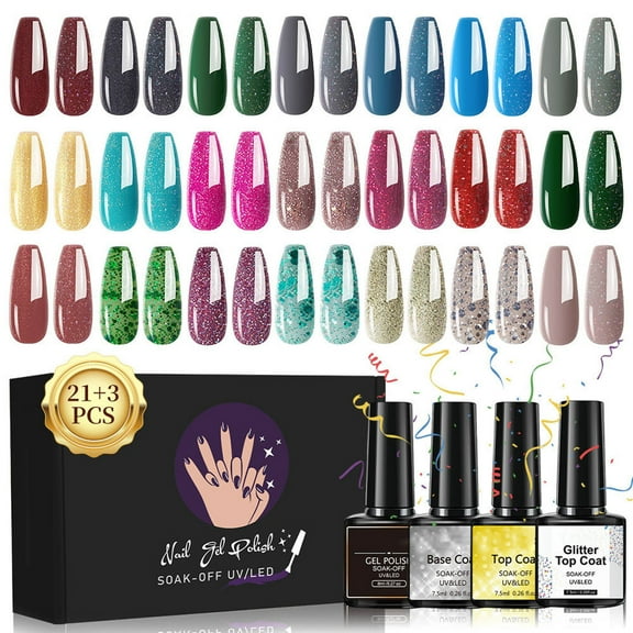 FSTDelivery 24 Colors Neon Gel Nail Polish, Gel Polish Set, Soak Off Neon Nail Gel Nail Art Starter Manicure Salon, Quick Dry Regular Nail Polish Pack for Nail Art, Christmas Birthday Gifts for Women